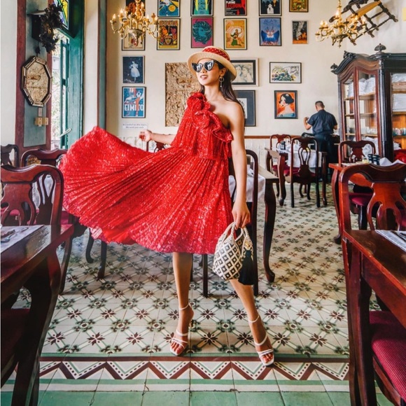 Amur Pleated One Shoulder Dress - Picture 2 of 10